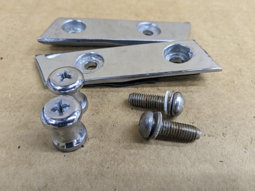 90-05 Mazda Miata OEM Chrome Hard Top Rear Striker Plates Bolts Frankenstein Kit - Bild 2 von 3