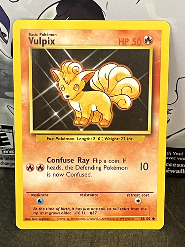 Pokemon TCG: Vulpix 68/102 (Unlimted Base Set) LP/MP Condition - Picture 5 of 6