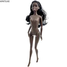 1/6 BJD 11.5" Black Doll Movable Jointed Nude Doll Body With Black Hair Head Toy