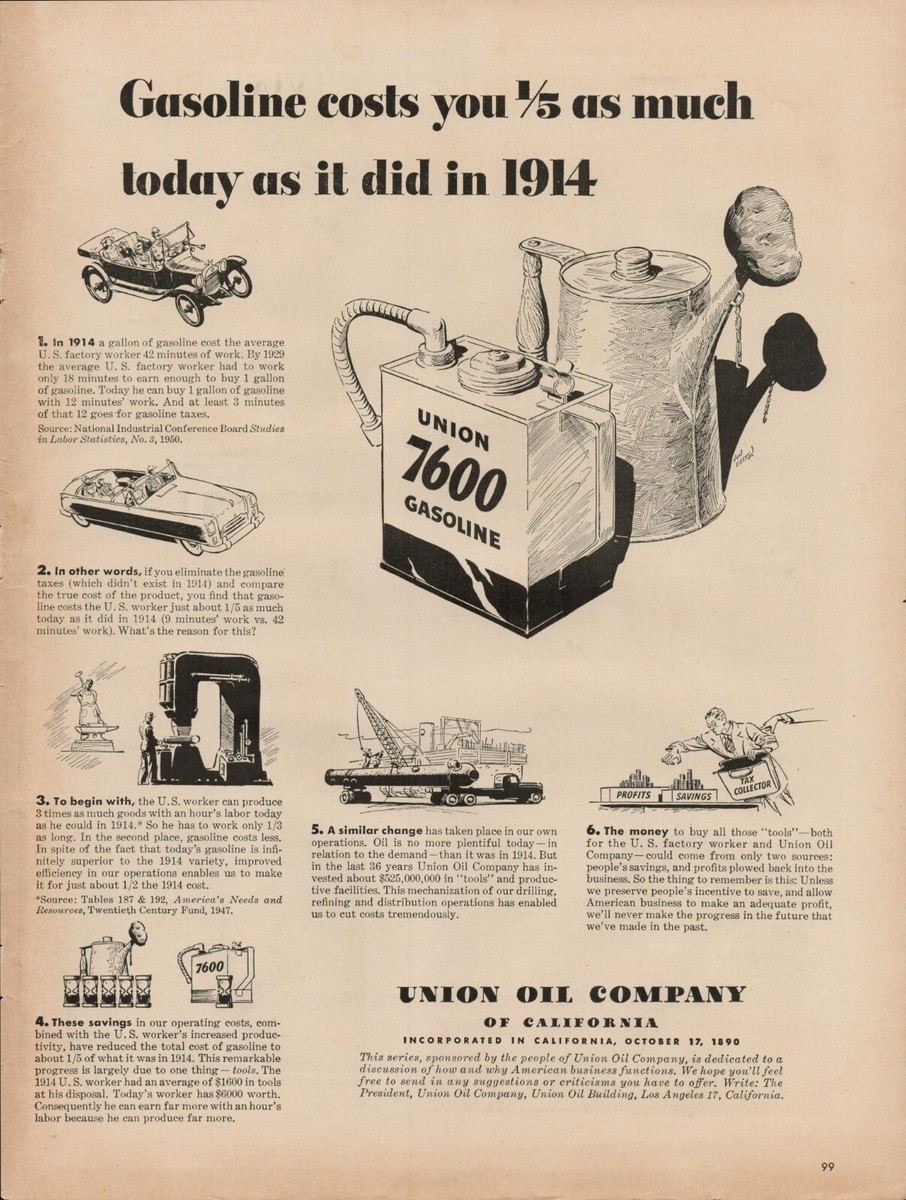 1950 Union Gas Oil Company Vintage Print Ad 50s 7600 Gasoline 