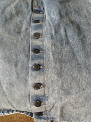 VTG Y2K Palmettos long jean denim skirt acid wash rear metal buttons pockets XS - Picture 5 of 8