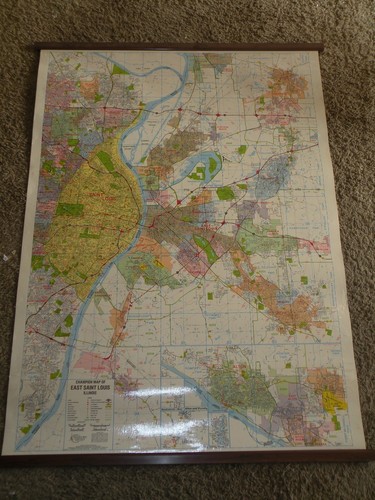 MAPA DE PARED 1984 CAMPEÓN Metro East St Louis plástico Belleville Edwardsville de colección - Imagen 4 de 11