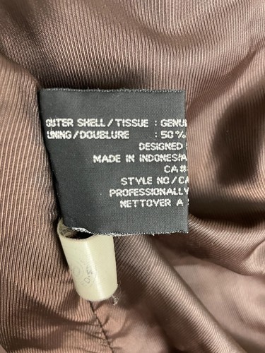 Giacca moto vintage Danier uomo taglia 45 pelle full zip colletto marrone - Foto 20 di 21