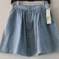 NWT Rylee and Cru Button Front Mini Skirt Washed Denim Blue Medium