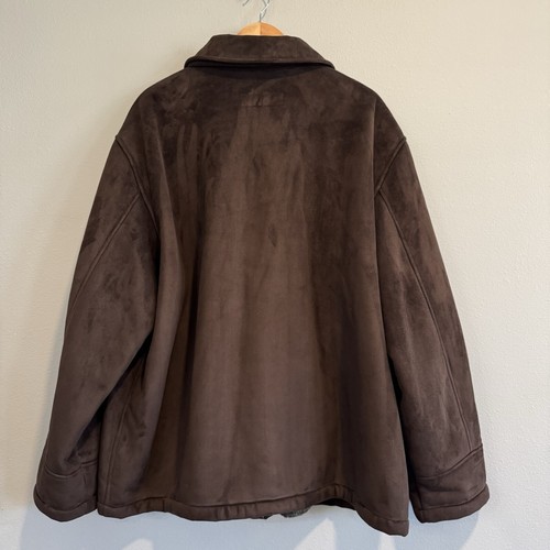 Claiborne Outerwear Faux Suede Jacket Faux Fur Lined Chocolate Brown 2X - Picture 2 of 9