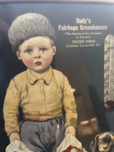 Vintage Rudy’s Greenhouse Canton OH Advertising Framed Print Thermometer - Picture 2 of 5