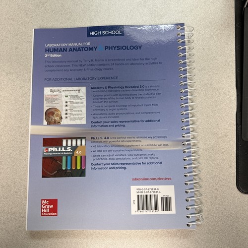 LAB MANUAL FOR HUMAN ANATOMY & PHYSIOLOGY By Terry R Martin New 2nd Ed HS - Picture 2 of 7