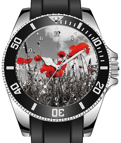 Poppy Flower Field Red Art Sporty Unique Stylish Wrist Watch FAST UK