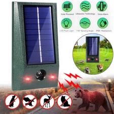 Solar Ultrasonic Animal Repellent w/LED Dog Skunk Deer Raccoon For Garden Yard