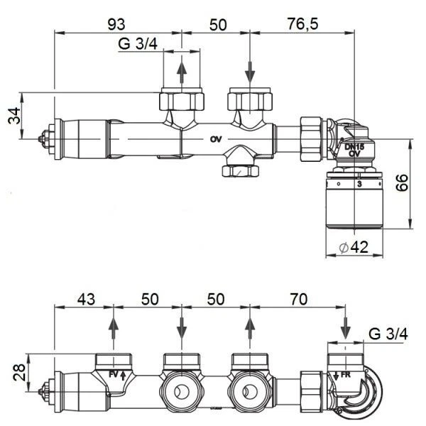 OVENTROP Multiblock T-RTL Anschlussarmatur m. RTL-Ventil Eckform 1/2" IG - Bild 2 von 3