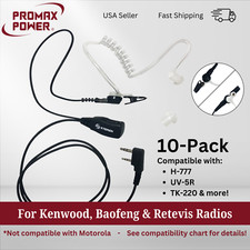 10x Acoustic Earpiece w/ PTT for Kenwood Baofeng Radios TK-3100 UV-5R H-777 888s