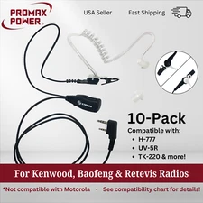 10x Acoustic Earpiece w/ PTT for Kenwood Baofeng Radios TK-3100 UV-5R H-777 888s
