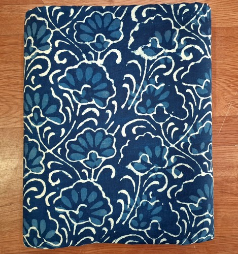 Indigo Blue Fabric Block Printed Sewing Fabric By the Yard Floral Indian Fabric - Picture 2 of 7