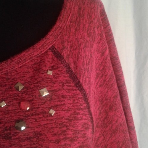 Avenue Shirt 22/24 embellished Top Hot Pink Black Heathered - Picture 7 of 9