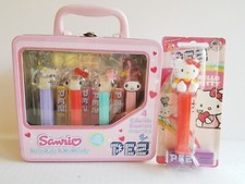 Sanrio Hello Kitty & My Melody Pez Dispenser Tin Set W/Bonus Candy Bracelet NOB