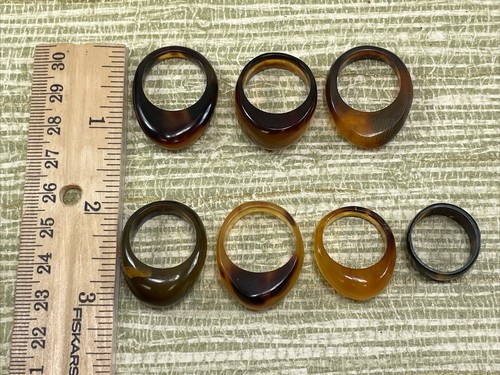 Bernstein Kunstschale Zelluoid Ring verschiedene Größen braun Karmel Vintage Menge 7 - Bild 23 von 24