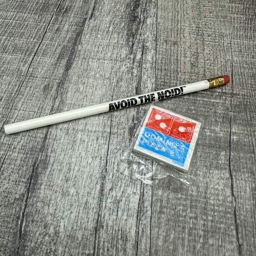 1980er Domino's Pizza Bleistift & quadratischer Radierer versiegelt unbenutzt Vintage Werbung - Bild 1 von 9