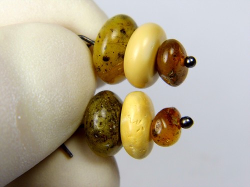 Pendientes colgantes ámbar báltico piedra natural multicolor piedras preciosas genuinas 1260 - Imagen 8 de 10