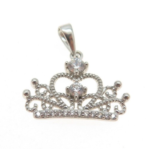 1.20Ct Lab Created Round Cut Diamond Crown Shape Pendant 14K White Gold Plated - Picture 4 of 5