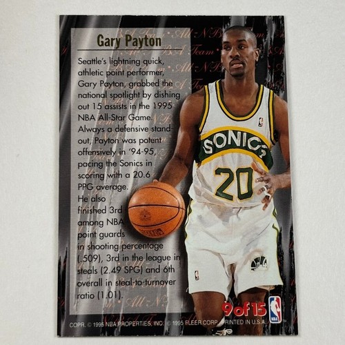 Gary Payton Insert Card  1995-96 Ultra All-NBA #9  Seattle Supersonics - Picture 5 of 7