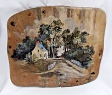 Signed Naive Folk Art Country Primitive Painting Quebec Jeff Stokes Chair Seat