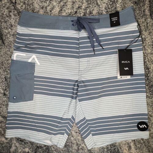 Pantalones Cortos de Surf RVCA Uncivil Rayas Talla 32 Gris ELASTIZADO DE SECADO RÁPIDO - Imagen 2 de 9