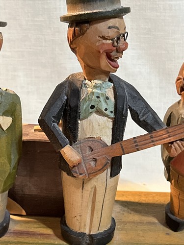 Vintage Mid Century Modern “ANRI” Woodcarving Singing Trio Musical Barware - Picture 3 of 19