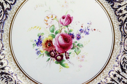 Royal Doulton Cabinet Plate Dated 1929 Hand Painted C Dean 10.75" Floral VTG - Picture 3 of 8