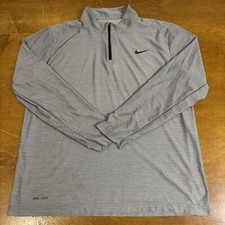 Nike Sweater Mens Large Gray Standard Dri Fit 1/4 Zip Pullover Long Sleeve Run
