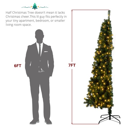 7FT Half Christmas Tree Artificial Holiday Festival Decoration w/ 230 LED Lights