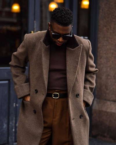 Outwear Men Overcoats Wool Blend Double Breasted Extra Long Coat Winter Business - Picture 2 of 47