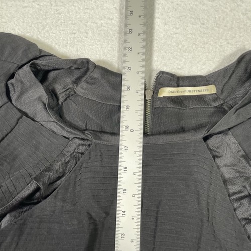 Diane von Furstenberg Bluse Damen Größe 6 Schwarz Rundhals Kurz Ballonärmel - Bild 6 von 9