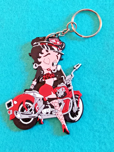 Vintage Betty Boop auf Harley Motorrad Hearst Schlüsselanhänger Key Chain Charm 1996