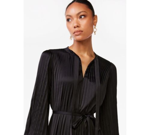 Scoop Women's Blouson Sleeve Belted Waist Pleated Oversized Midi Dress Size S - Picture 3 of 5