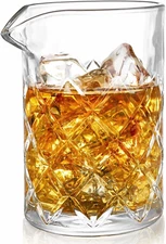 Seamless Crystal Cocktail Mixing Glass for Stirring Drinks, 16Oz Thick Bottom Ba