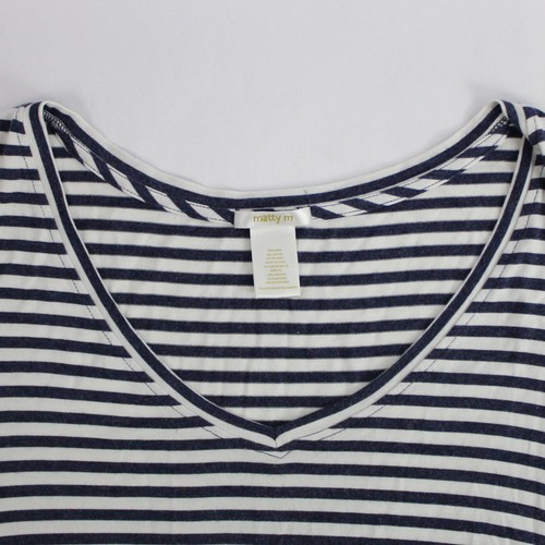 Matty M Blue and White Striped T-Shirt Women's Size 2XL - Picture 3 of 5