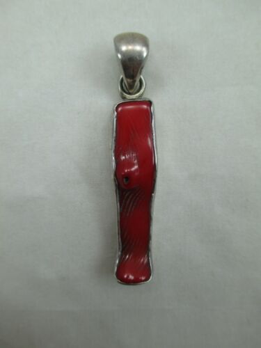 Vintage CHARLES ALBERT Sterling Silber rote Koralle Anhänger 925 fein Designer 083E - Bild 2 von 12