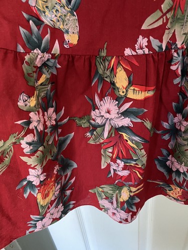 Royal Creations Dress S Red Hawaiian MuuMuu Made in Hawaii Birds Floral - Picture 4 of 8
