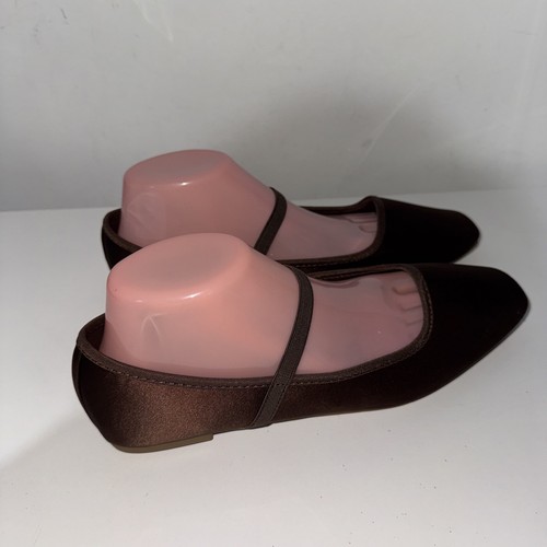 Brown Satin Dolly Style Flat Slip on Shoes UK Size 7 EU 40 - Picture 8 of 16
