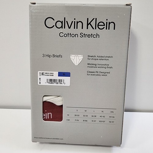 Calvin Klein Men's XL Cotton Stretch 3-Pack Hip Brief NB2613, New - Picture 6 of 6