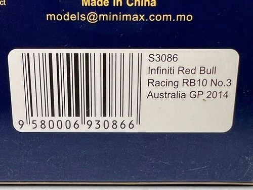 1:43 SPARK S3086 Infiniti Red Bull Racing RB10 Australian GP 2014 #3 D.Ricciardo - Picture 8 of 8