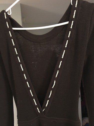 Crissa Linea Italiana Vintage 1970’s 100% Wool Long Dress Rhinestone SZ 10 Italy - Picture 4 of 13