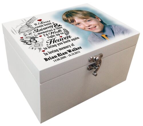 Ataúd urna blanco personalizado para cenizas humanas cremadas, urna de recuerdo de memoria. - Imagen 14 de 16