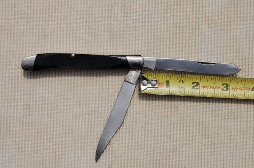 Vintage Buck 311 2 Blade Trapper Pocket Knife Black Handle , Made in USA - Picture 4 of 24
