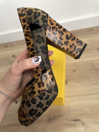 Vintage Rare FENDI Open Toe Pumps High Heels Leopard Women's SIZE 37.5 Italy - Picture 11 of 14
