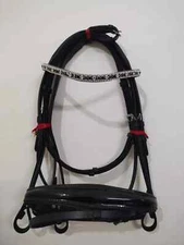Dressage Leather Horse Bridle Patent Leather Crank Noseband with Crystal browban