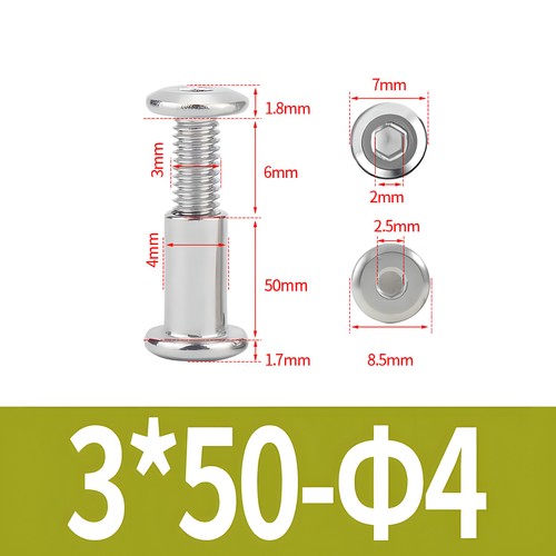 Tornillos para muebles tornillos de cabeza plana tuercas de manguito M3 acero inoxidable V2A hexágono interior - Imagen 21 de 23