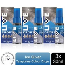 Schwarzkopf LIVE Colour Drops Semi-Permanent Hair Dye, Ice Silver 3 Pack