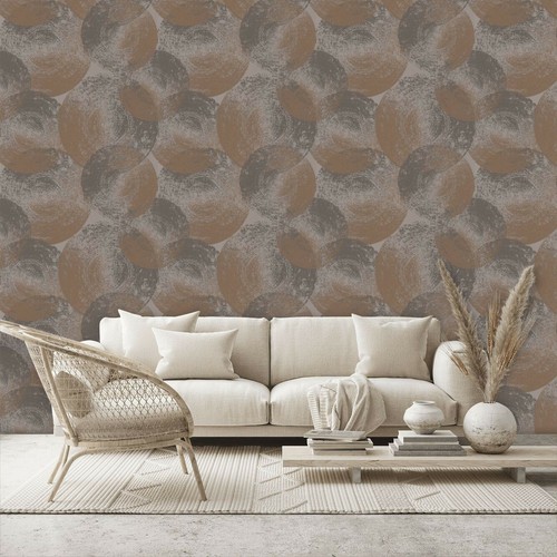 Harlequin Anthology Ellipse Textured Wallpaper Roll 111129 - Copper/Granite - Picture 5 of 6