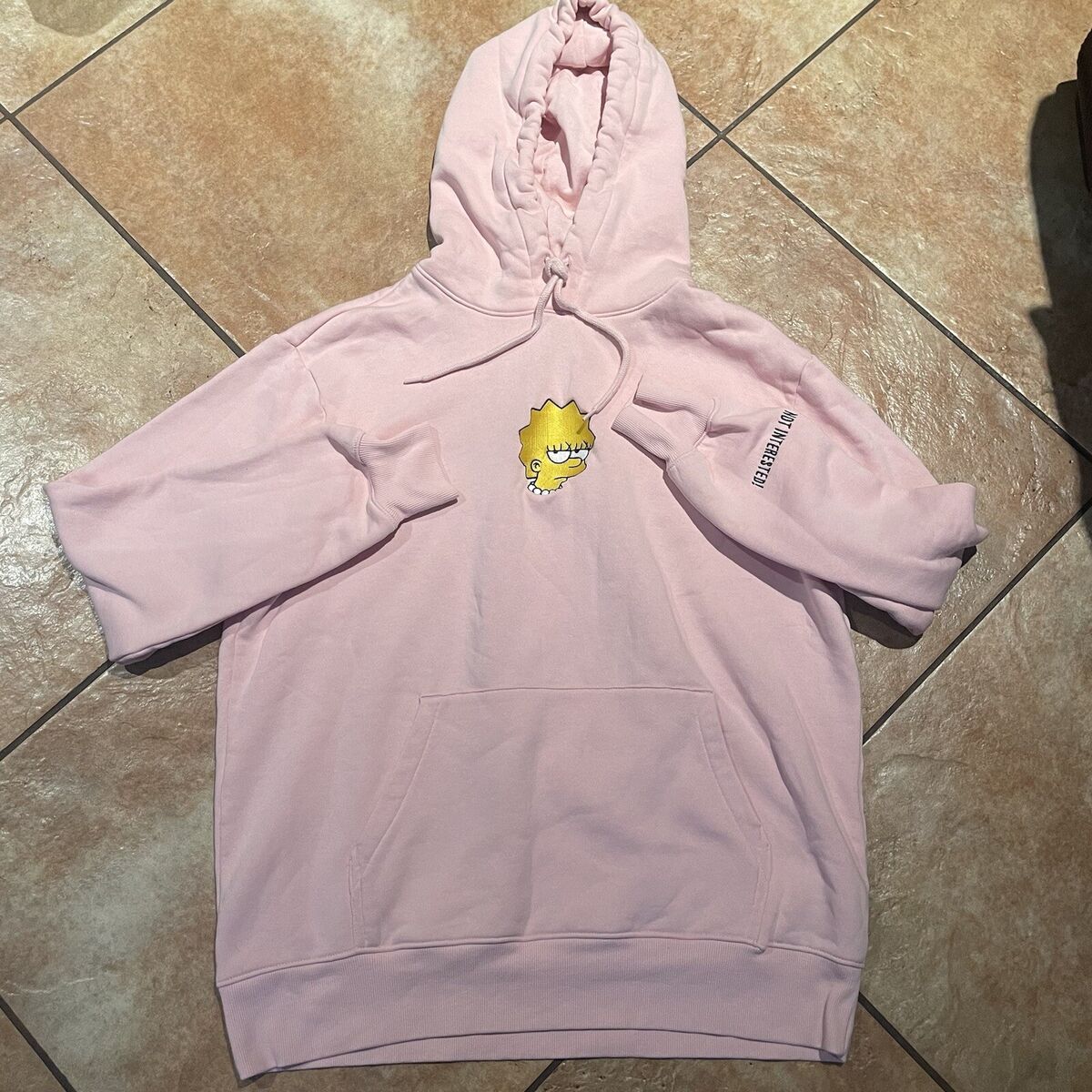 H M The Simpsons Lisa Embroidered Graphic Not Interested Pink L Hoodie Unisex eBay